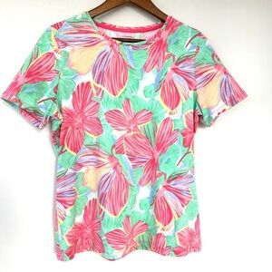 Talbots t-shirt with crew neckline and short sleeves, stretch cotton knit